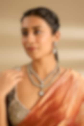 Two Tone Finish Kundan Polki Layered Necklace Set by Zevar By Geeta at Pernia's Pop Up Shop