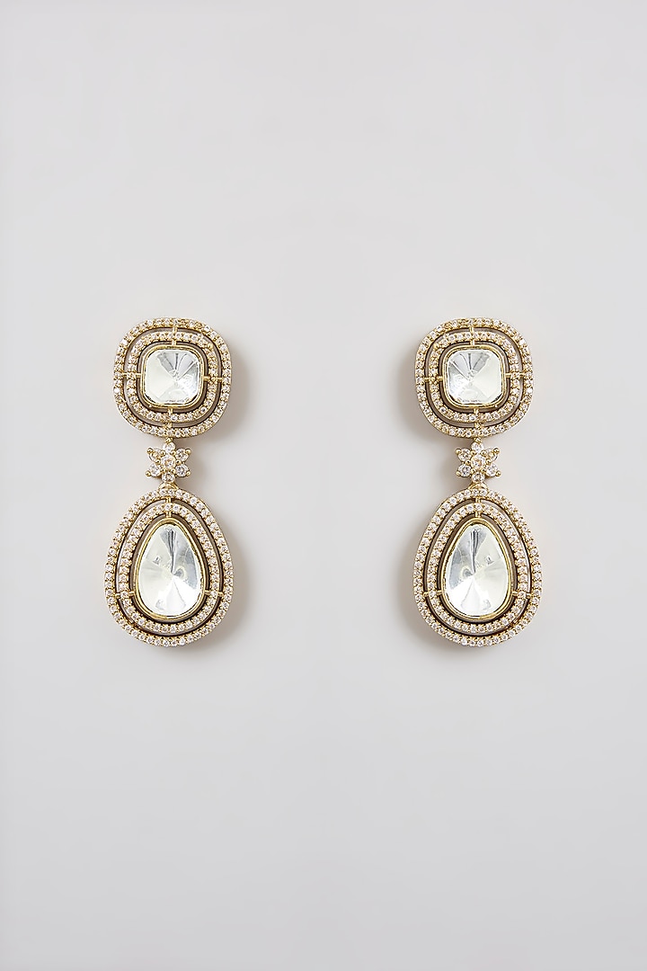 Two Tone Finish Kundan Polki Layered Necklace Set by Zevar By Geeta at Pernia's Pop Up Shop