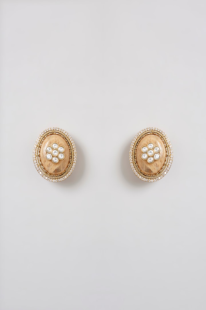 Gold Finish Kundan Polki Choker Necklace Set by Zevar By Geeta at Pernia's Pop Up Shop
