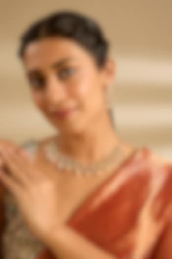 Gold Finish Jadau Necklace Set by Zevar By Geeta at Pernia's Pop Up Shop