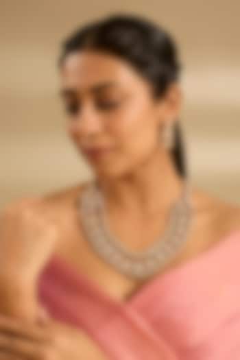 Two Tone Finish Kundan Polki Layered Necklace Set by Zevar by Geeta at Pernia's Pop Up Shop