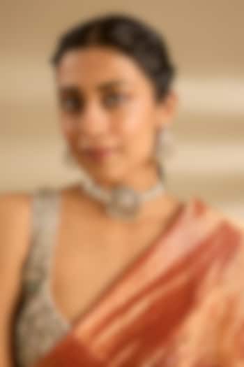 Gold Finish Kundan Polki Choker Necklace Set by Zevar by Geeta at Pernia's Pop Up Shop