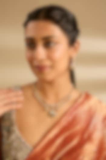 Gold Finish Moissanite Stone Necklace Set by Zevar by Geeta at Pernia's Pop Up Shop