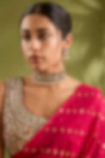 Gold Finish Kundan Polki & Red Stone Choker Necklace Set by Zevar by Geeta at Pernia's Pop Up Shop