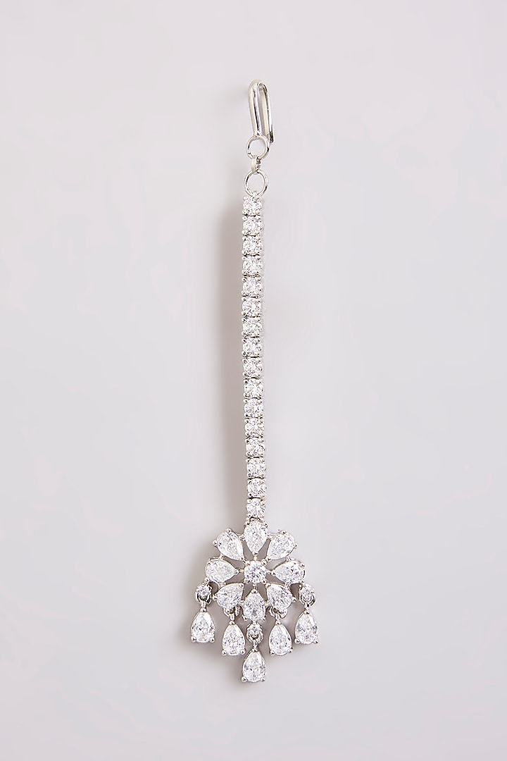 White Finish Diamond Maangtikka by Zevar By Geeta at Pernia's Pop Up Shop