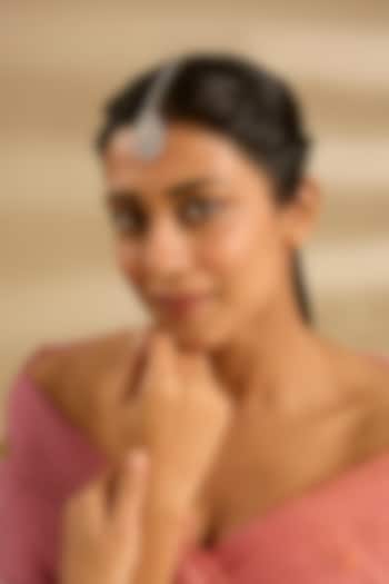 White Finish Diamond Maangtikka by Zevar By Geeta at Pernia's Pop Up Shop