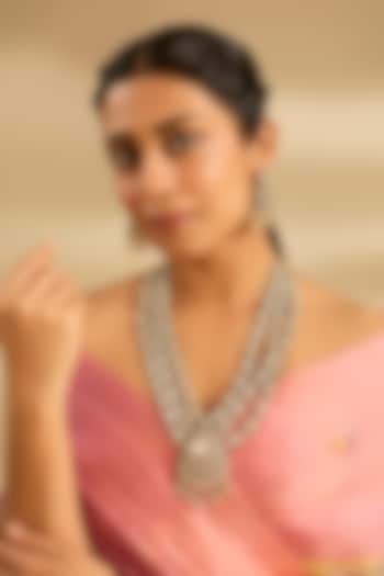 Two Tone Finish Kundan Polki Layered Necklace Set by Zevar By Geeta at Pernia's Pop Up Shop