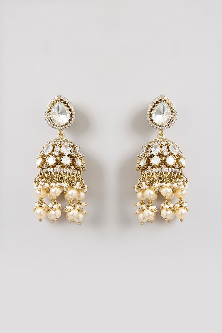 Two Tone Finish Kundan Polki Layered Necklace Set by Zevar By Geeta at Pernia's Pop Up Shop