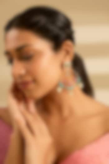 Gold Finish Kundan Polki & Pearl Chandbali Earrings by Zevar By Geeta at Pernia's Pop Up Shop