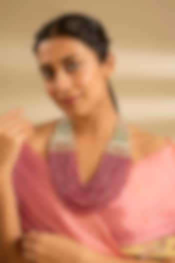 Gold Finish Ruby & Emerald Long Necklace by Zevar By Geeta at Pernia's Pop Up Shop