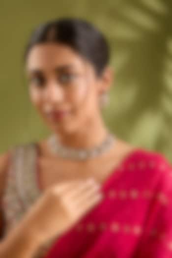 Gold Finish Kundan Polki & Pink Stone Necklace Set by Zevar By Geeta at Pernia's Pop Up Shop