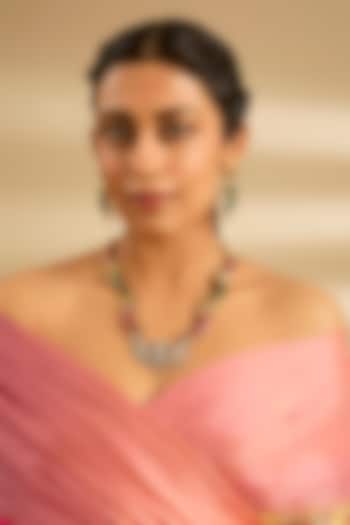 Gold Finish Kundan Polki & Ruby Long Necklace Set by Zevar By Geeta at Pernia's Pop Up Shop