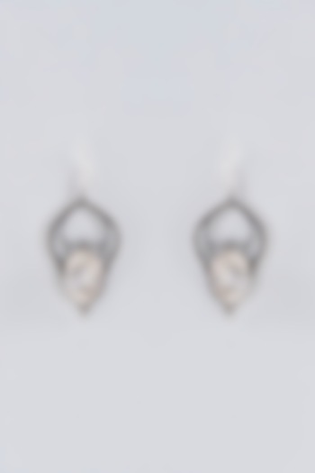 Silver Finish Rose Quartz Dangler Earrings In Sterling Silver by Chandni By Zevar By Geeta at Pernia's Pop Up Shop