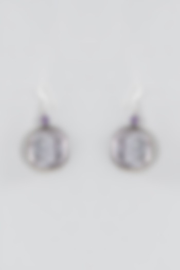 Silver Finish Amethyst Dangler Earrings In Sterling Silver by Chandni By Zevar By Geeta
