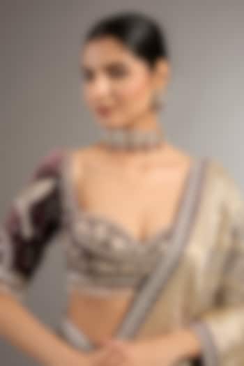 Gold Finish Kundan Polki & Pink Stone Choker Necklace Set by Zevar By Geeta at Pernia's Pop Up Shop