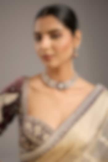 Gold Finish Kundan Polki & Multi-Colored Stone Necklace Set by Zevar By Geeta at Pernia's Pop Up Shop