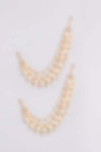 Gold Finish Kundan Polki Earchains by Zevar By Geeta at Pernia's Pop Up Shop