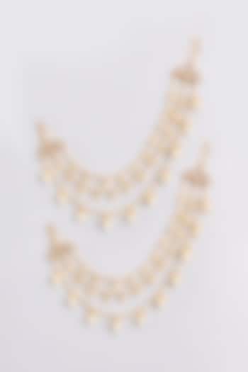 Gold Finish Kundan Polki Earchains by Zevar By Geeta at Pernia's Pop Up Shop