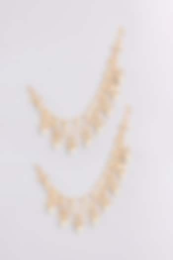 Gold Finish Kundan Polki Earchains by Zevar By Geeta at Pernia's Pop Up Shop