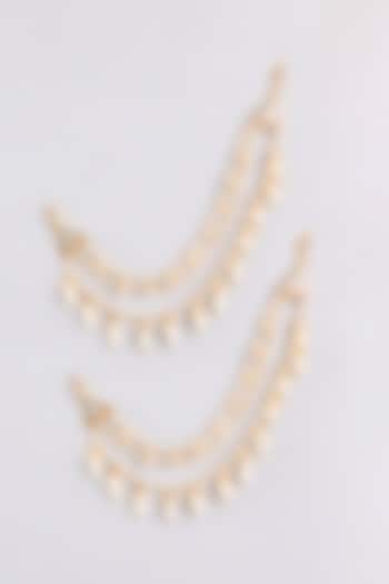 Gold Finish Kundan Polki Earchains by Zevar By Geeta at Pernia's Pop Up Shop