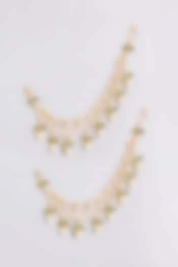 Gold Finish Kundan Polki Earchains by Zevar By Geeta at Pernia's Pop Up Shop