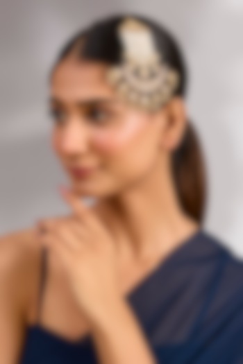 Gold Finish Kundan Polki & Pearl Passa by Zevar By Geeta at Pernia's Pop Up Shop