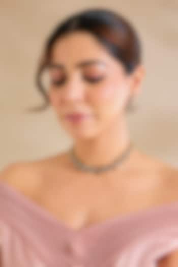 Two-Tone Finish Kundan Polki & Green Stone Necklace Set by Zevar By Geeta at Pernia's Pop Up Shop
