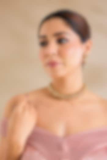 Gold Finish Kundan Polki Temple Choker Necklace Set by Zevar By Geeta at Pernia's Pop Up Shop