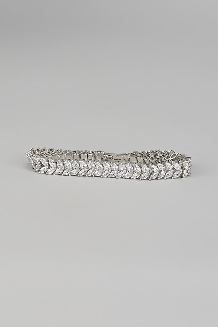 White Finish Diamond Bracelet by Zevar By Geeta at Pernia's Pop Up Shop