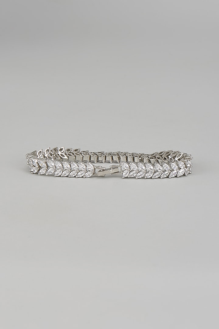 White Finish Diamond Bracelet by Zevar By Geeta at Pernia's Pop Up Shop