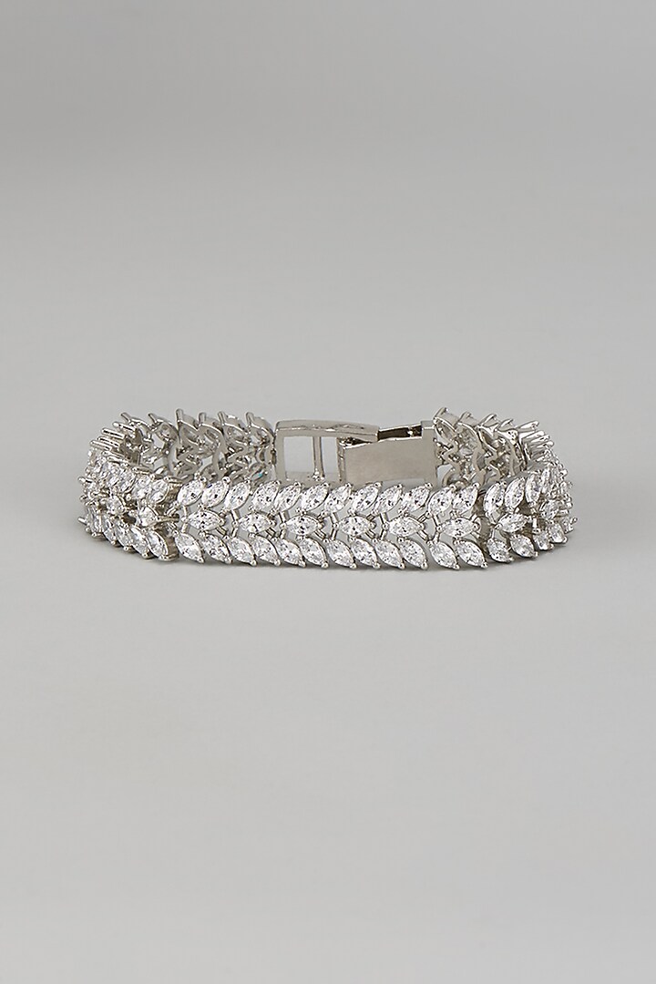 White Finish Diamond Bracelet by Zevar By Geeta at Pernia's Pop Up Shop