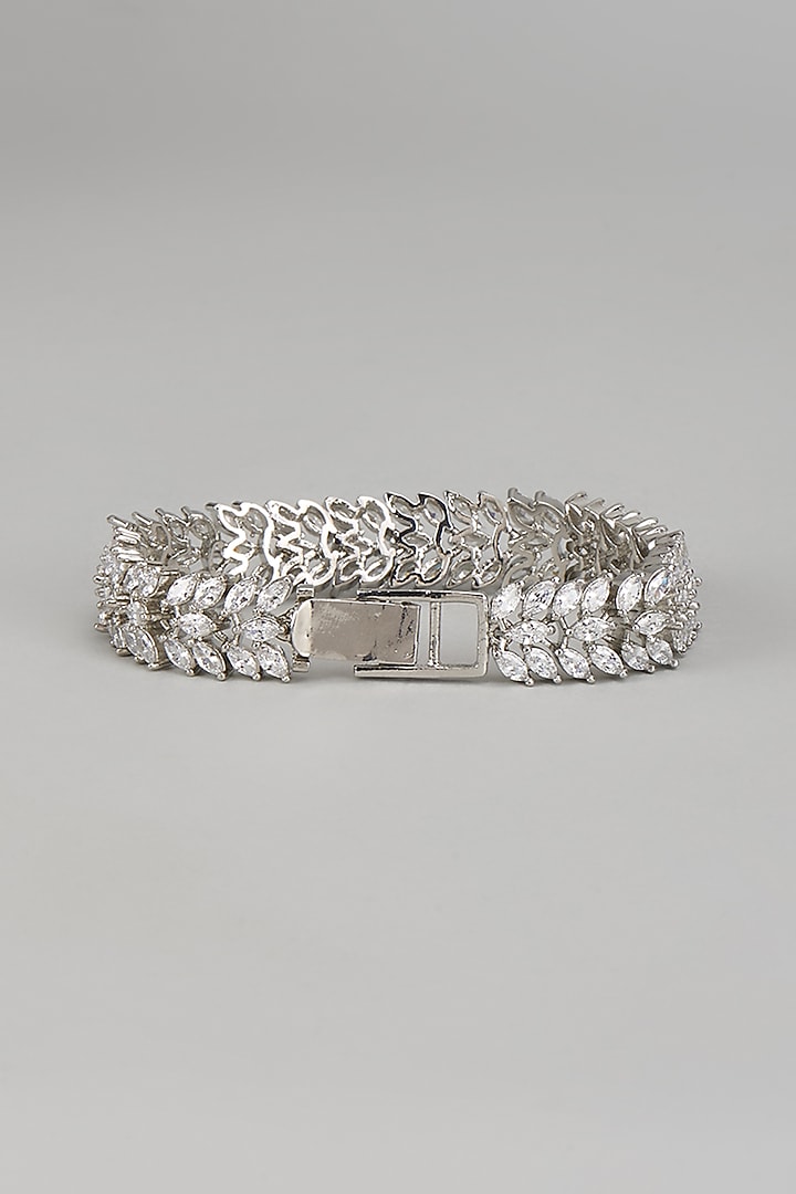 White Finish Diamond Bracelet by Zevar By Geeta at Pernia's Pop Up Shop