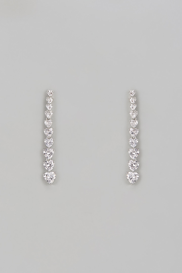 White Finish Diamond Dangler Earrings by Zevar By Geeta at Pernia's Pop Up Shop