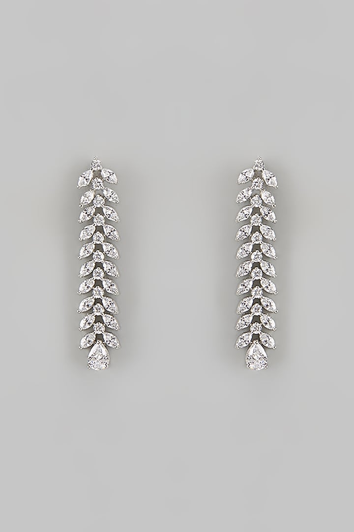 White Finish Diamond Necklace Set by Zevar by Geeta at Pernia's Pop Up Shop