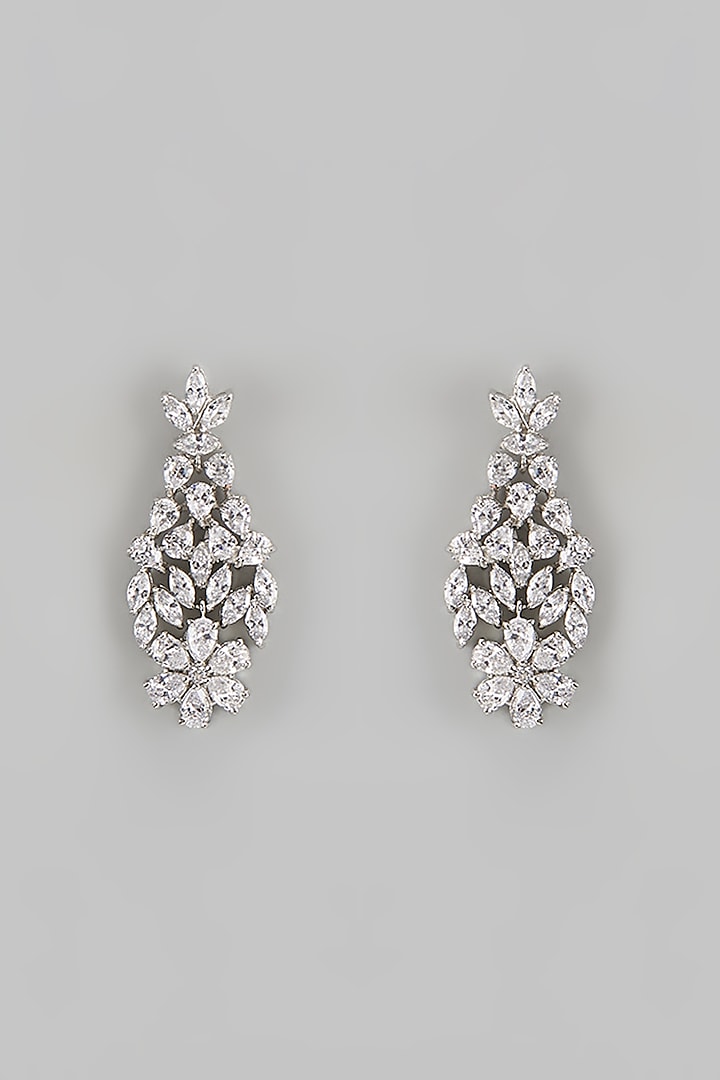 White Finish Diamond Floral Necklace Set by Zevar by Geeta at Pernia's Pop Up Shop