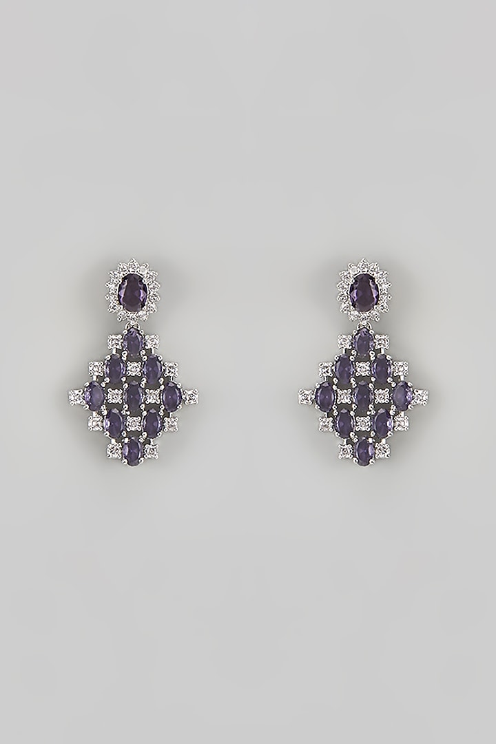 White Finish Diamond & Purple Stone Choker Necklace Set by Zevar by Geeta at Pernia's Pop Up Shop