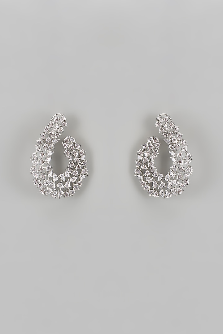 White Finish Diamond Earrings by Zevar by Geeta at Pernia's Pop Up Shop
