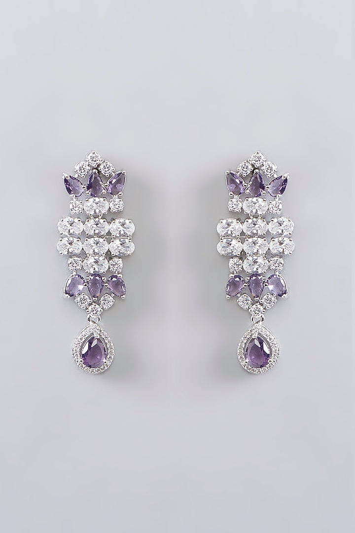 White Finish Diamond & Purple Stone Choker Necklace Set by Zevar By Geeta at Pernia's Pop Up Shop