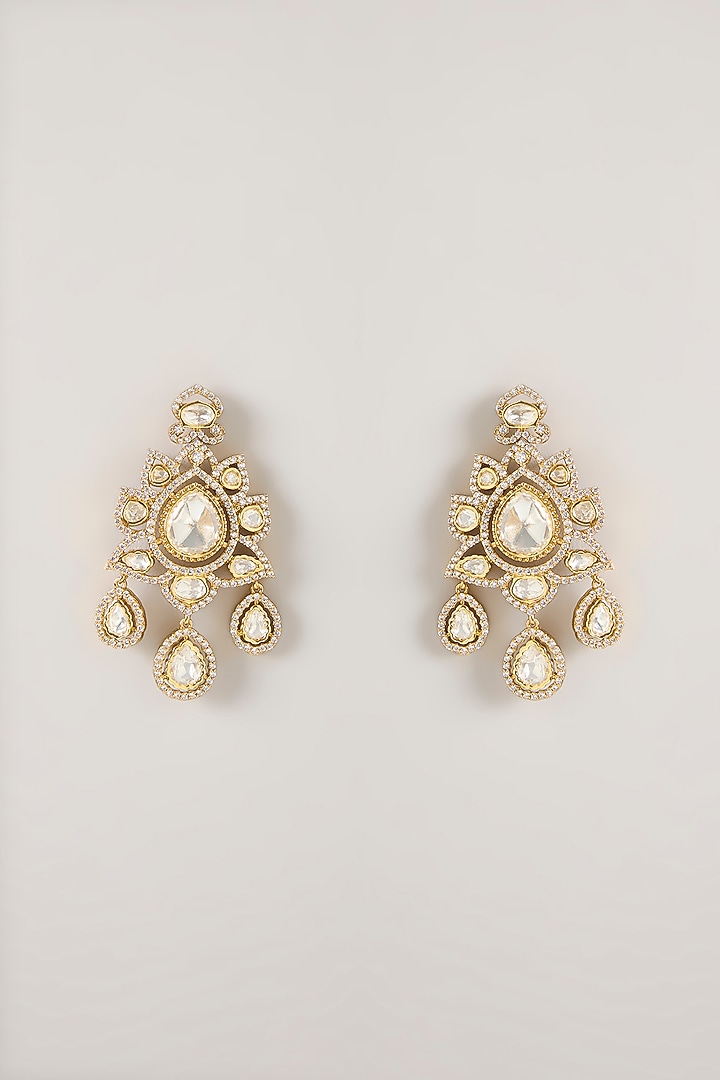 Two Tone Finish Kundan Polki Necklace Set by Zevar By Geeta at Pernia's Pop Up Shop