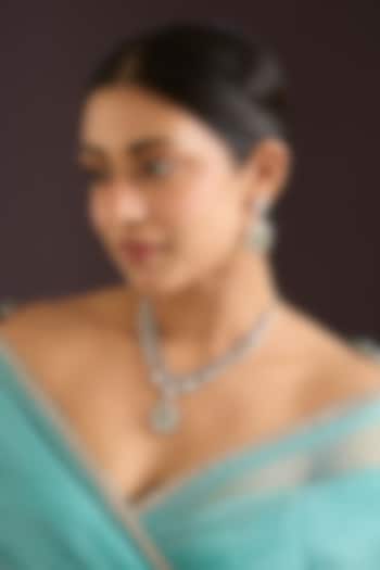 Two Tone Finish Kundan Polki & Green Stone Pendant Necklace Set by Zevar By Geeta at Pernia's Pop Up Shop