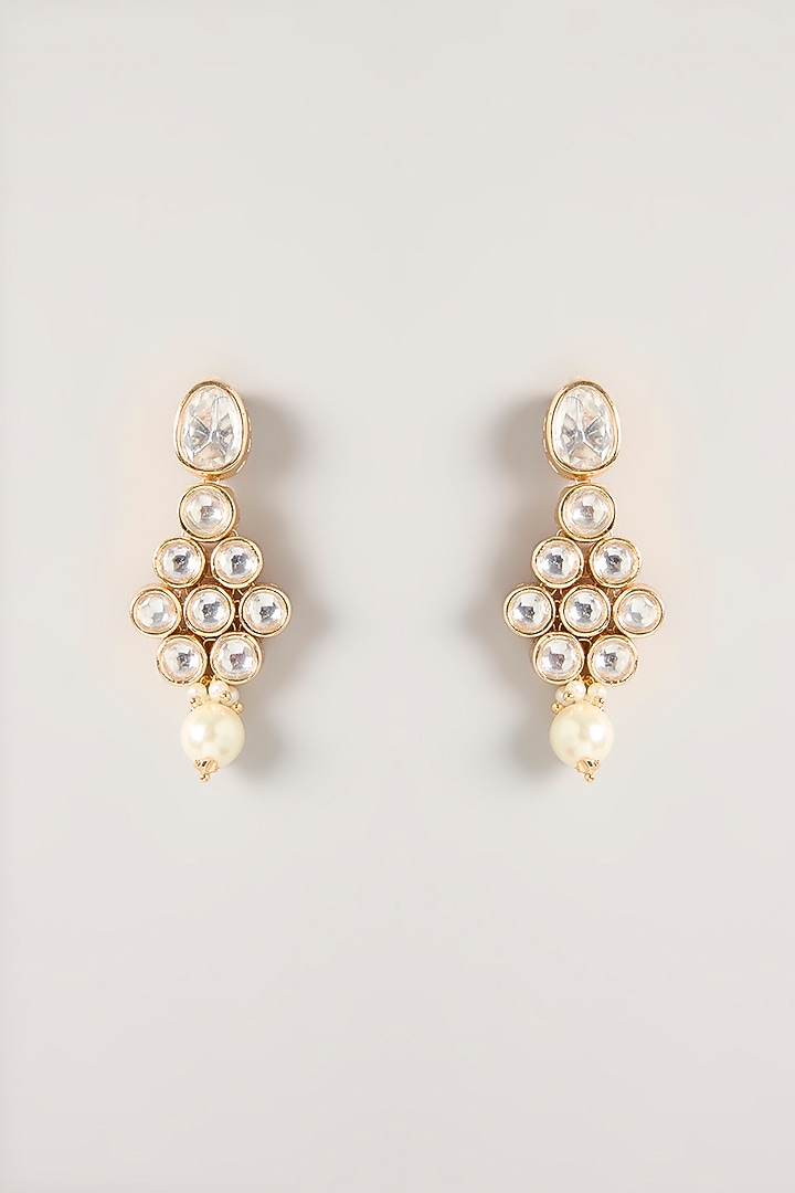Gold Finish Kundan Polki & Pearl Necklace Set by Zevar By Geeta at Pernia's Pop Up Shop