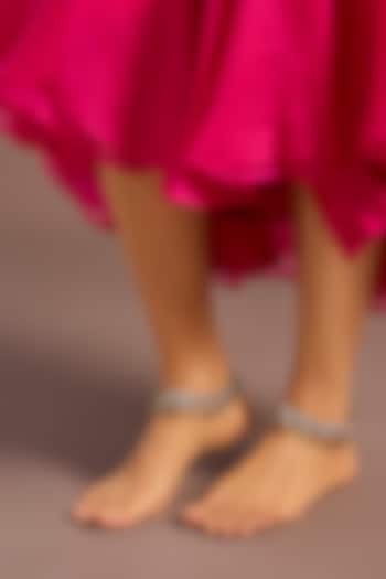 Two Tone Finish Kundan Polki Anklets (Set Of 2) by Zevar By Geeta at Pernia's Pop Up Shop