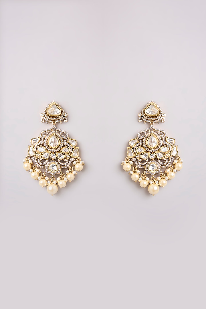 Gold Finish Kundan Polki Layered Necklace Set by Zevar by Geeta at Pernia's Pop Up Shop