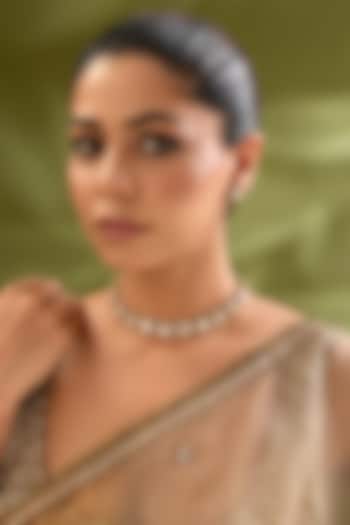 Two-Tone Finish Kundan Polki Necklace Set by Zevar By Geeta at Pernia's Pop Up Shop