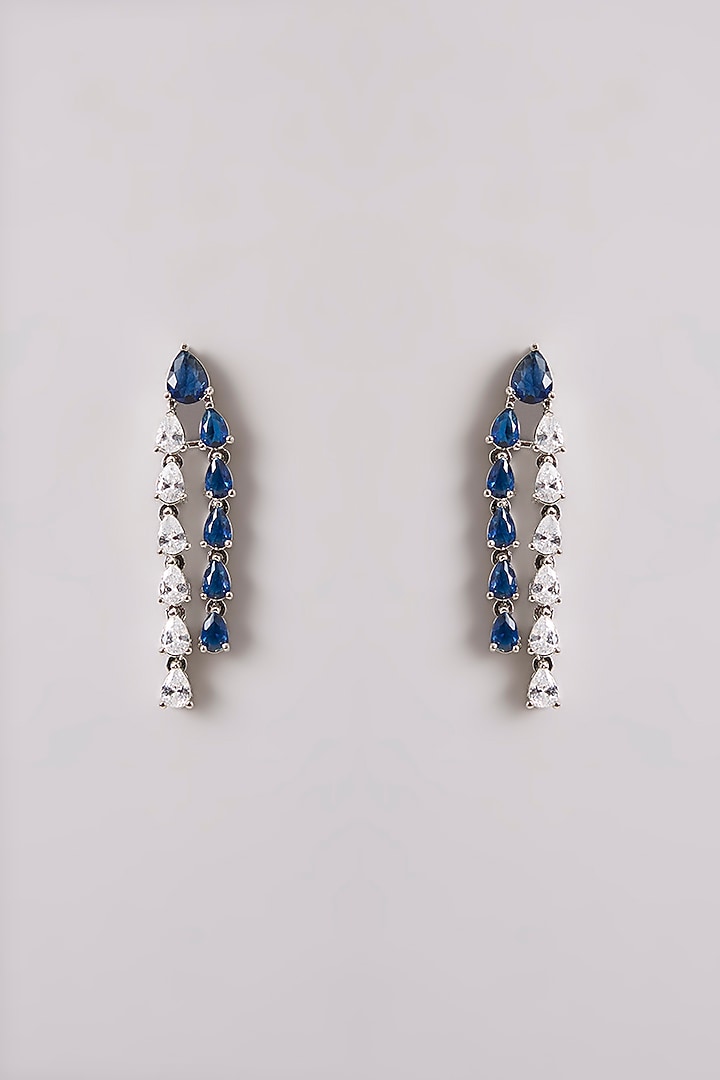 White Finish Diamond & Sapphire Stone Necklace Set by Zevar By Geeta at Pernia's Pop Up Shop