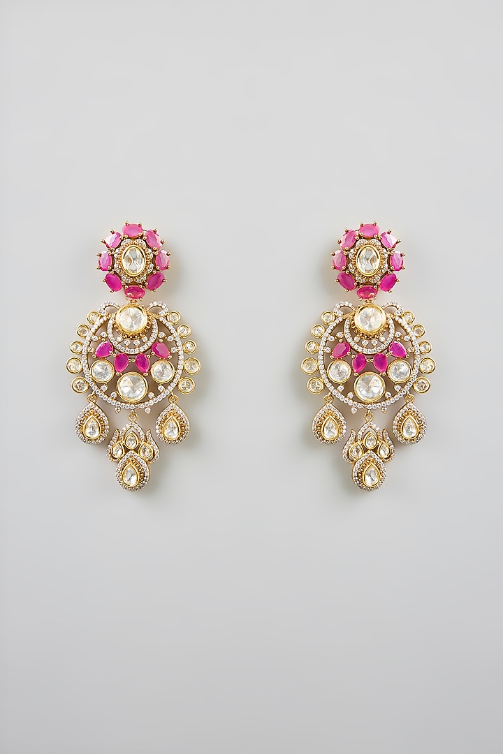 Two Tone Finish Kundan Polki & Red Stone Necklace Set by Zevar by Geeta at Pernia's Pop Up Shop