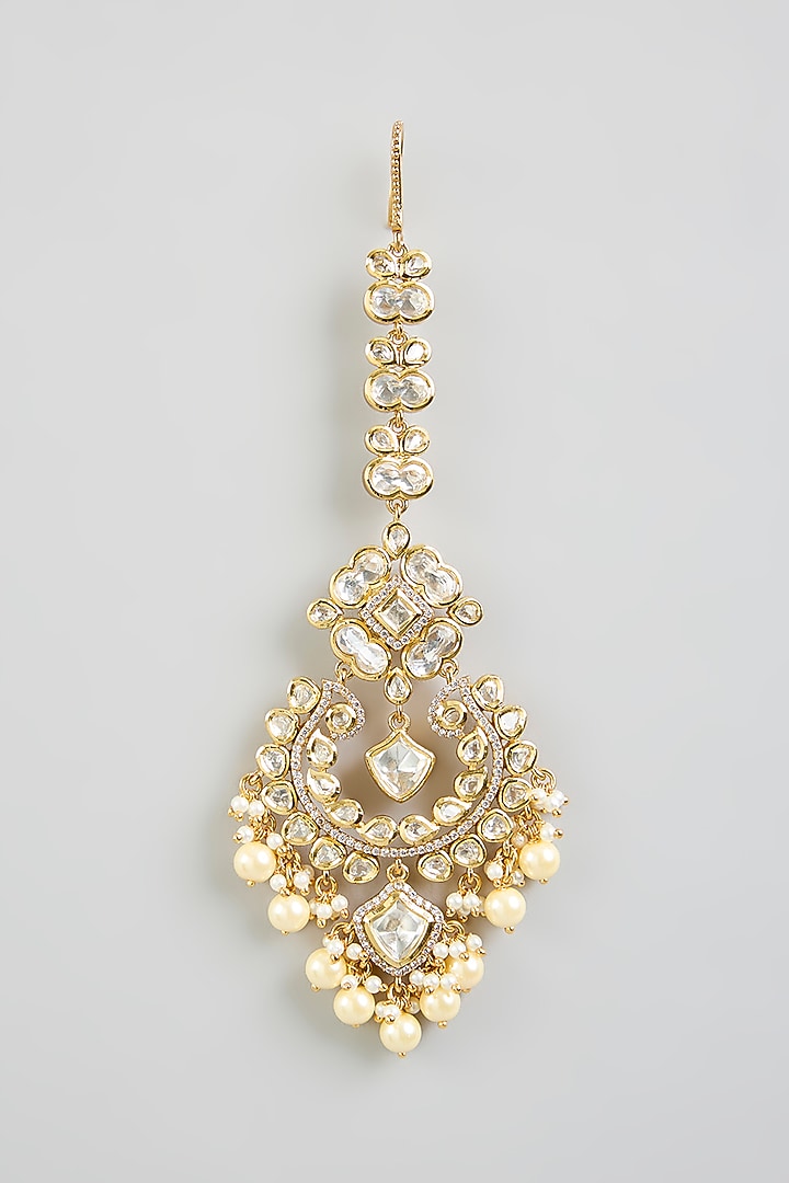 Two Tone Finish Kundan Polki Necklace Set by Zevar by Geeta at Pernia's Pop Up Shop