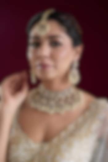 Two Tone Finish Kundan Polki Necklace Set by Zevar by Geeta at Pernia's Pop Up Shop