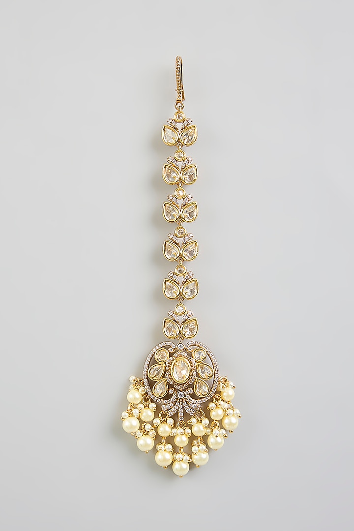 Two Tone Finish Kundan Polki Necklace Set by Zevar by Geeta at Pernia's Pop Up Shop
