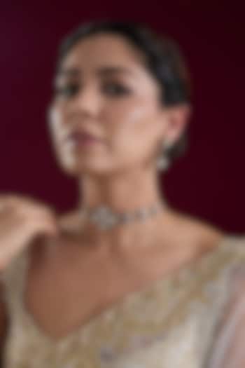 Two Tone Finish Kundan Polki Choker Necklace Set by Zevar by Geeta at Pernia's Pop Up Shop